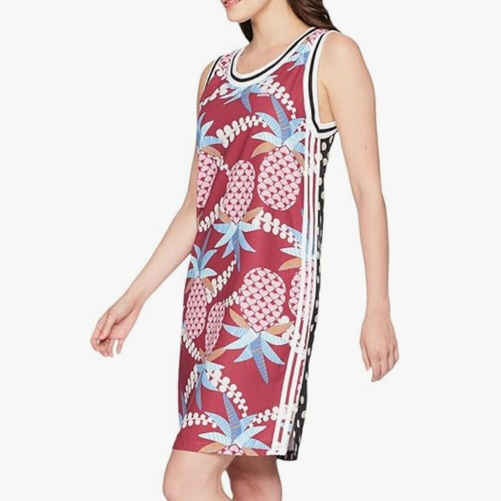 FARM Rio Pink Pineapple and Black Polka Dot‎ Midi Dress, Sz S
